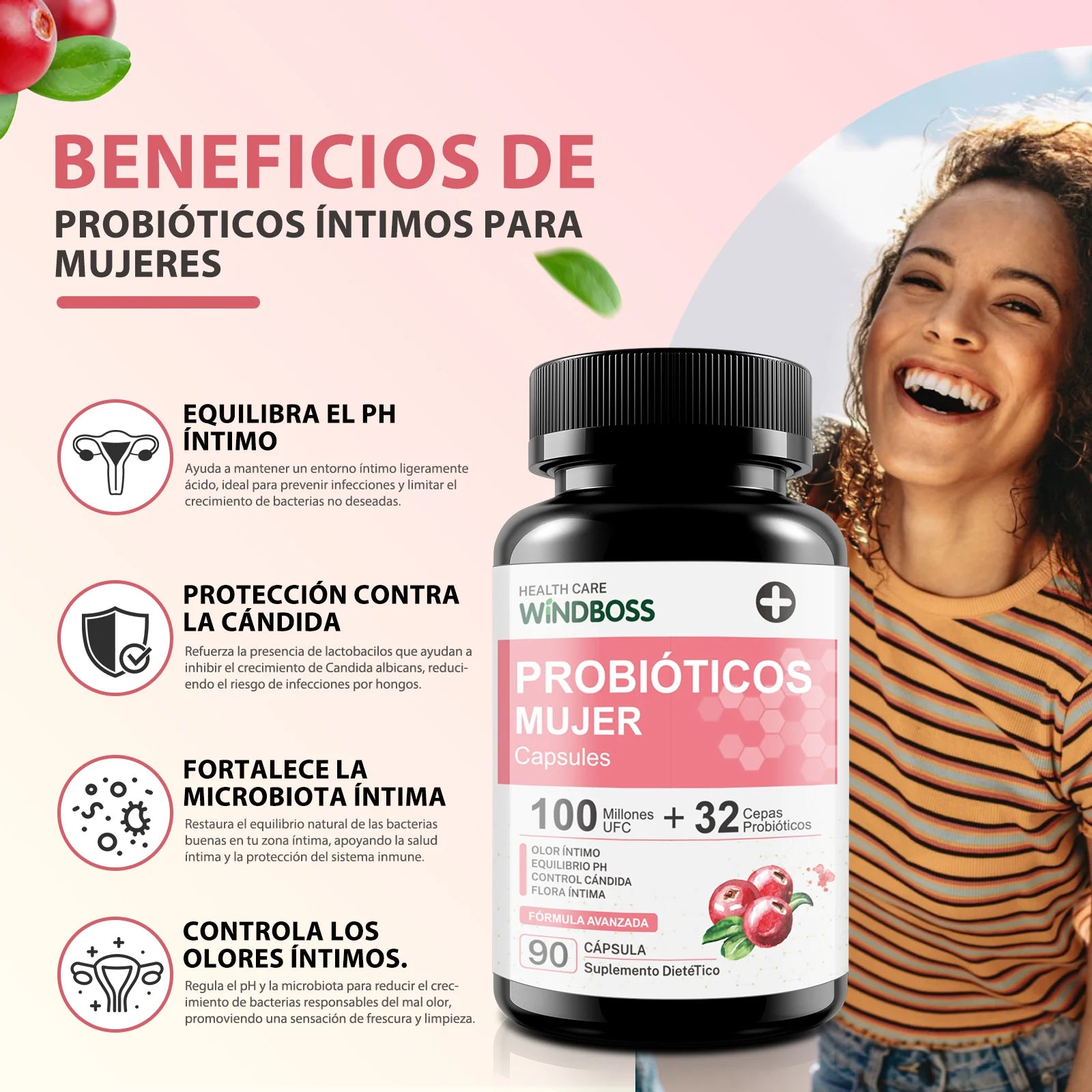 WindBoss Women’s Private Care – Probióticos Premium para la Salud Íntima y Digestiva