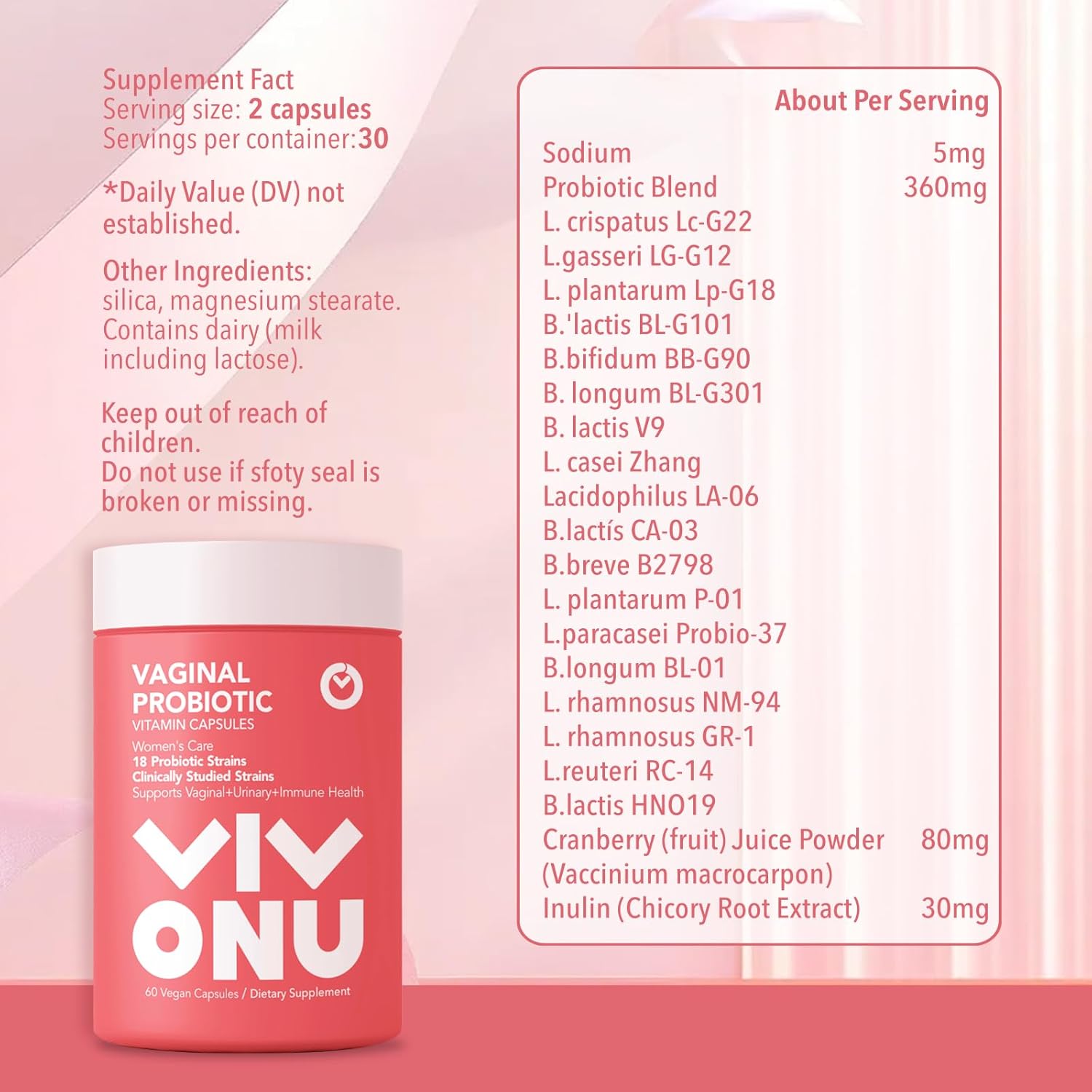 VivONU Women’s Probiotic – Salud Íntima, Digestiva e Inmunológica