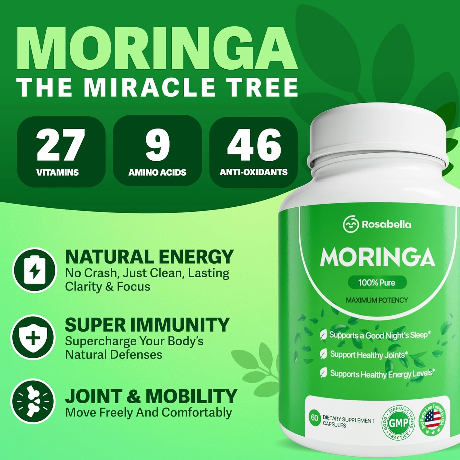 Moringa Rosabella – 60 Cápsulas | Energía y Bienestar Natural